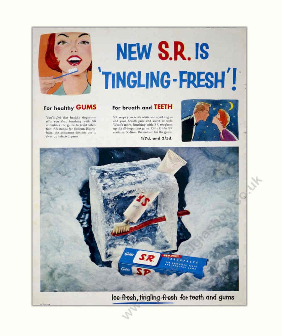 Sr Toothpaste Tinglingfresh 1 Vintage Retro Advert Poster A4 Photo Print