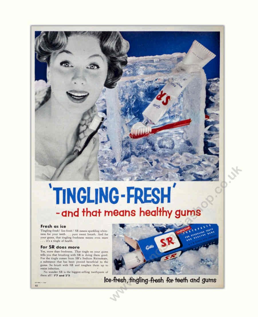 Sr Toothpaste Tinglingfresh 2 Vintage Retro Advert Poster A4 Photo Print