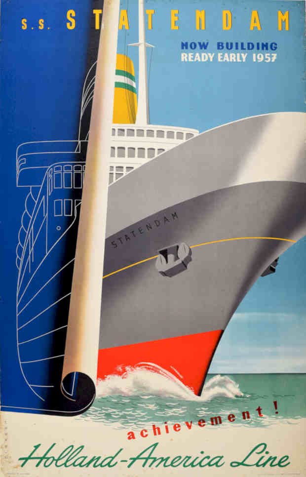 Ss Rotterdam Building Vintage Retro Advert Poster A4 Photo Print