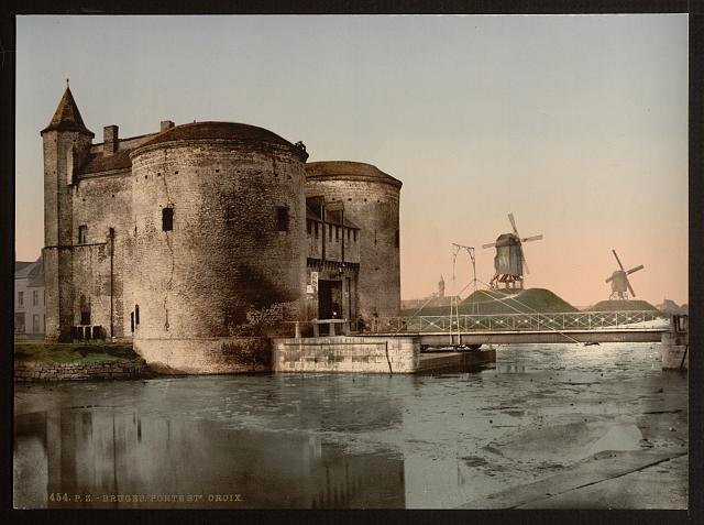 St Croix gate Bruges Vintage A4 Photo Print