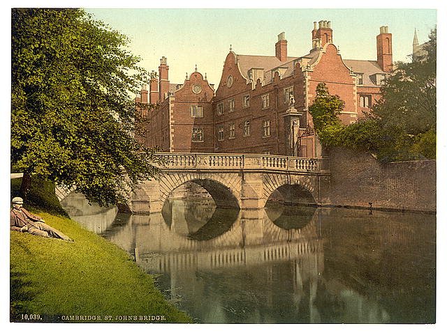 St Johns Bridge from the grounds Cambridge Vintage A4 Photo Print