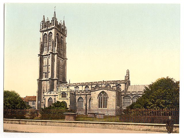 St Johns Church Glastonbury Vintage A4 Photo Print