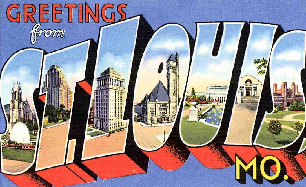 St Louis Luggage Label Vintage A4 Photo Print