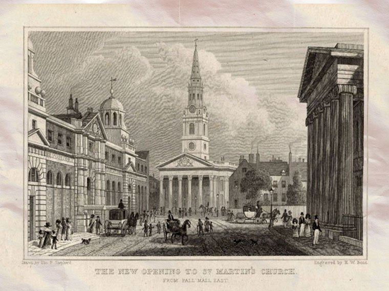 St Martins London England Shepherd 1827 Vintage A4 Photo Print