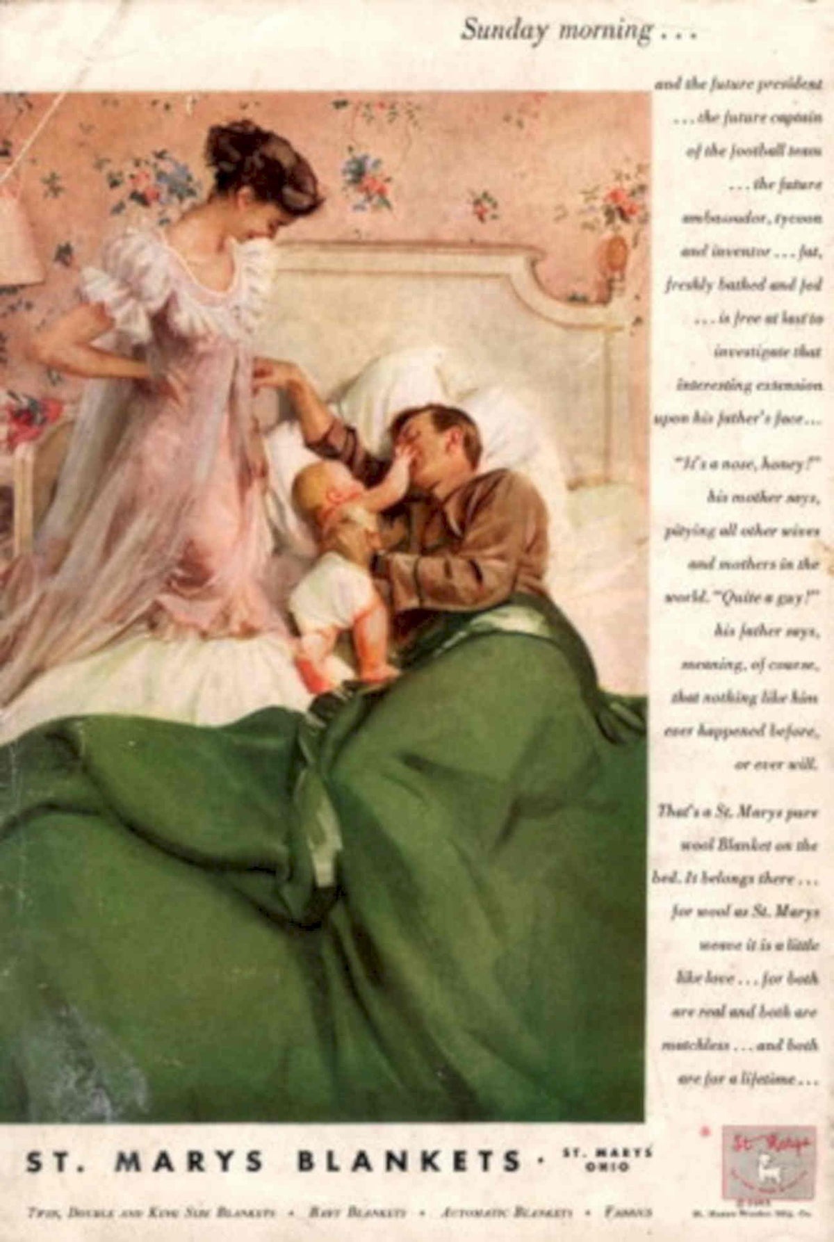 St Marys Blankets 1950s Vintage Retro Advert Poster