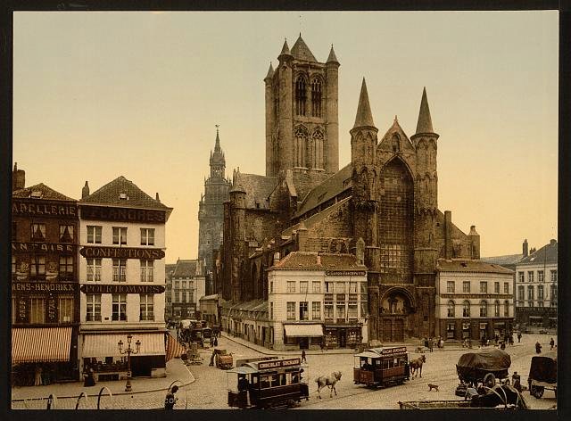 St Nicolas Church Ghent Vintage A4 Photo Print