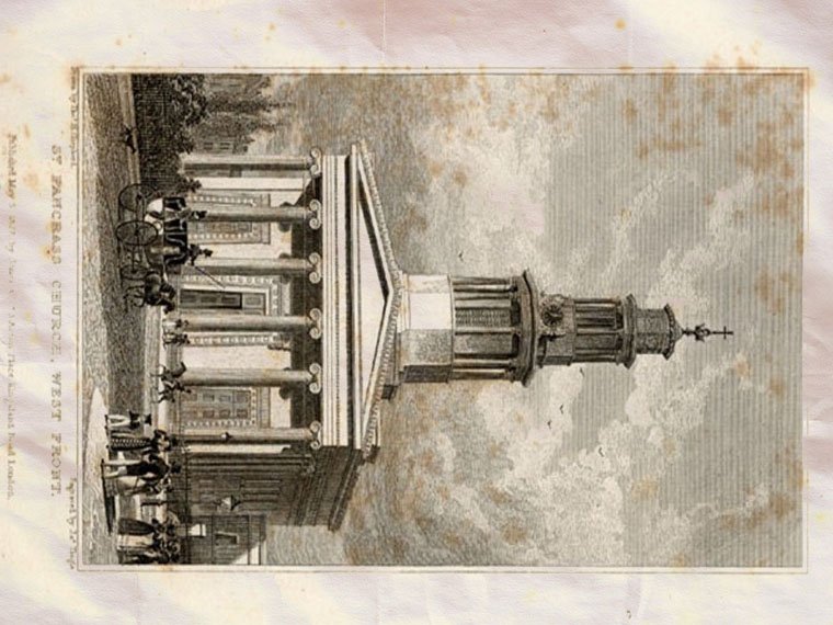 St Pancrass London England Shepherd 1827 Vintage A4 Photo Print