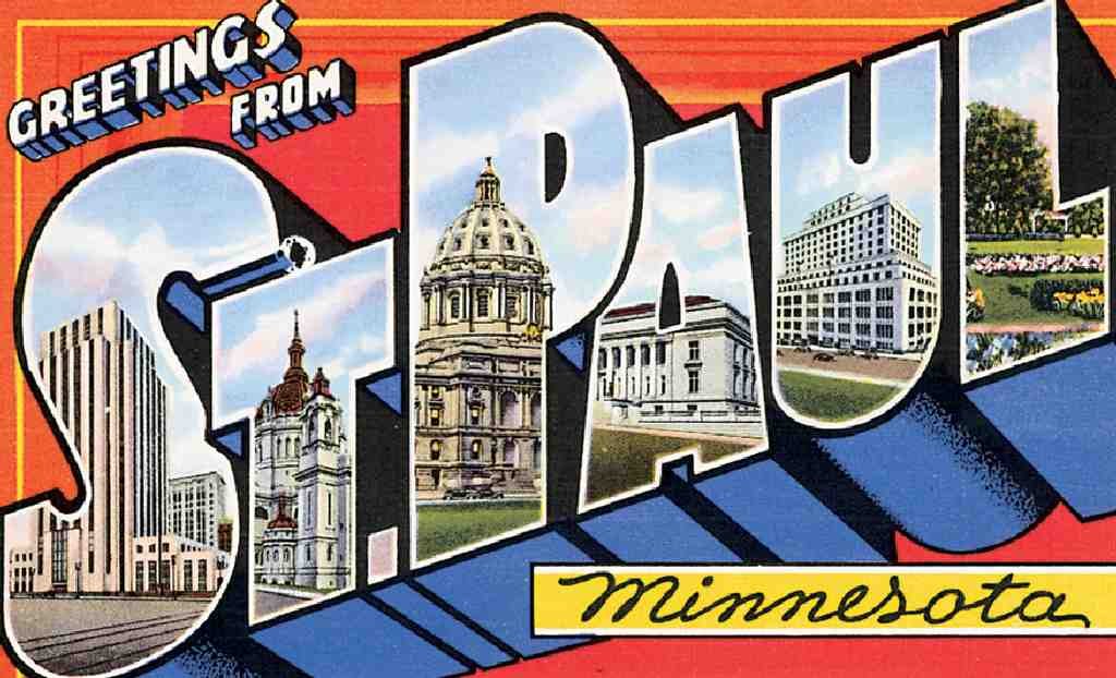 St Paul Luggage Label Vintage A4 Photo Print