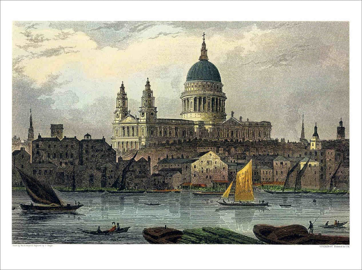 St Pauls Cathedral From River Thames Vintage Retro Advert Poster A4 Photo Print