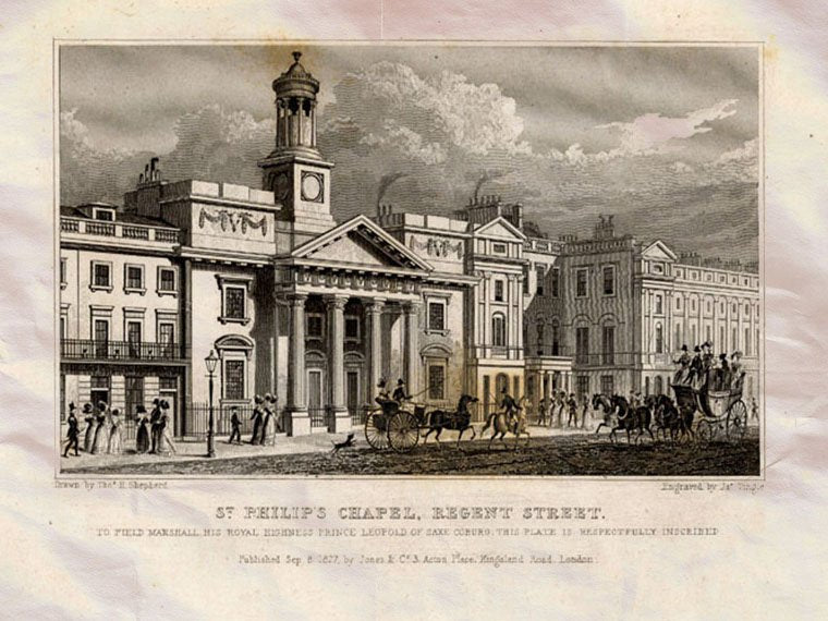 St Philips London England Shepherd 1827 Vintage A4 Photo Print