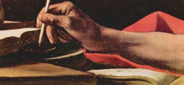 St. Jerome while writing detail by Caravaggio A4 Photo Print