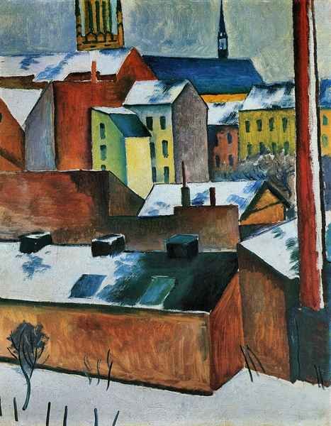 St. Mary's Church in the snow by August Macke Expressionism A4 Photo Print