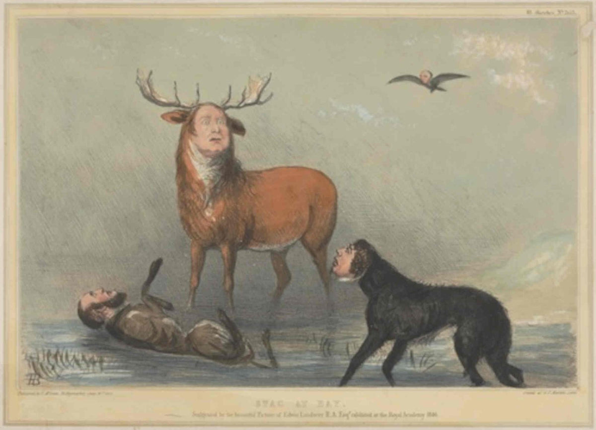 Stag Soldier Dog GB Cartoon Vintage Retro Advert Poster