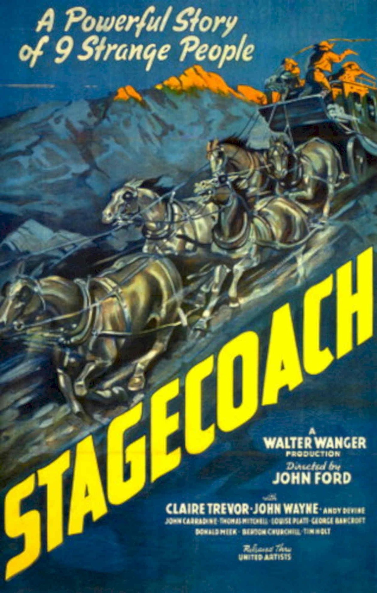 Stagecoach Western 1939 1930s Vintage Retro Advert Poster