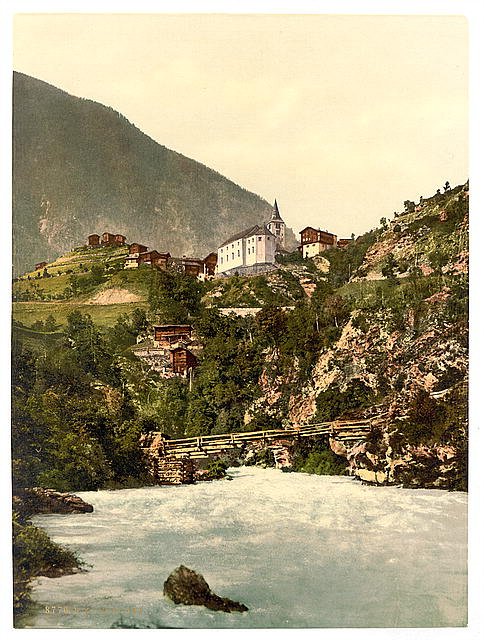 Stalden general view Valais Alps of Vintage A4 Photo Print