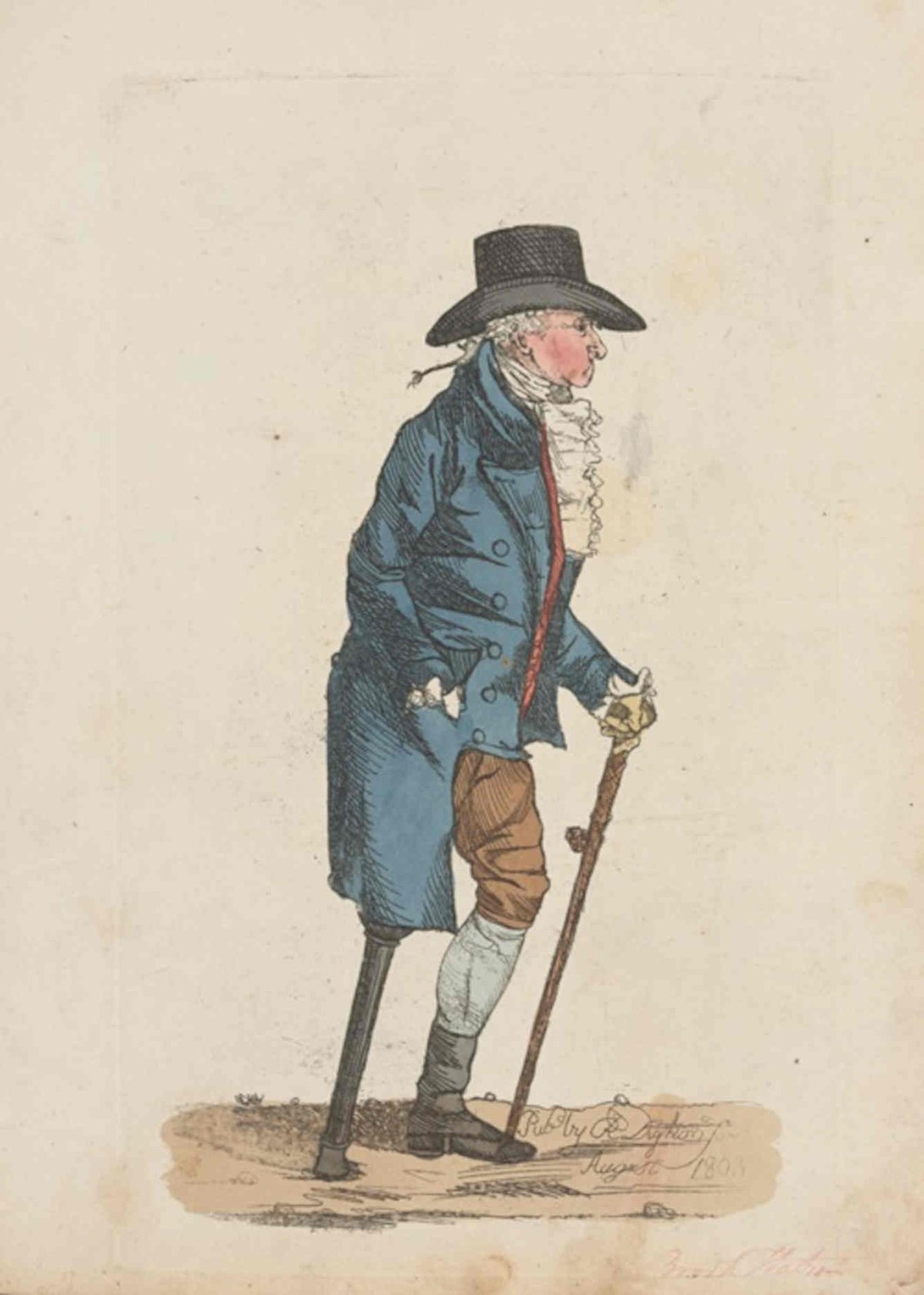 Stanhope Cripple Engraving GB Cartoon Vintage Retro Advert Poster