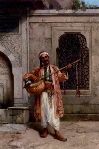 Stanislaus Chlebowski A Musician Playing Before A Mosque In Constantinople A4 Photo Print