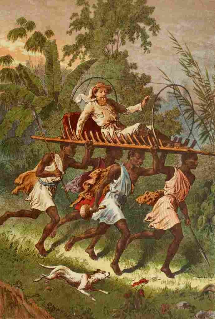 Stanley & Africa c1875 Travelling on a litter A4 Photo Print