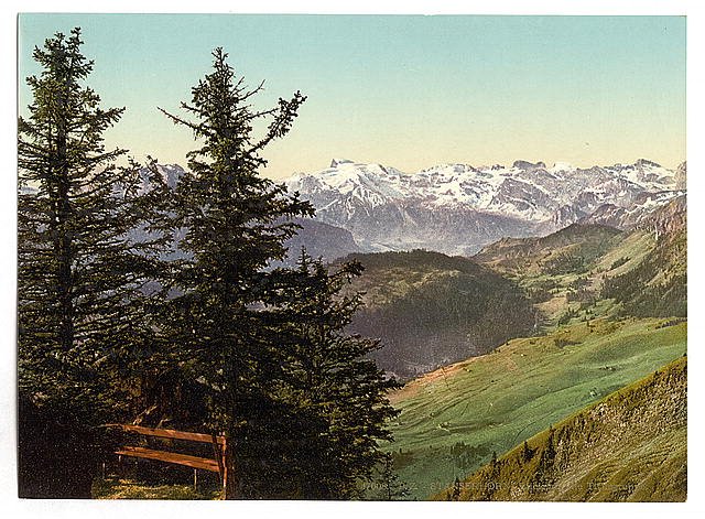 Stanserhorn view of Mount Titlis Unterwald Vintage A4 Photo Print