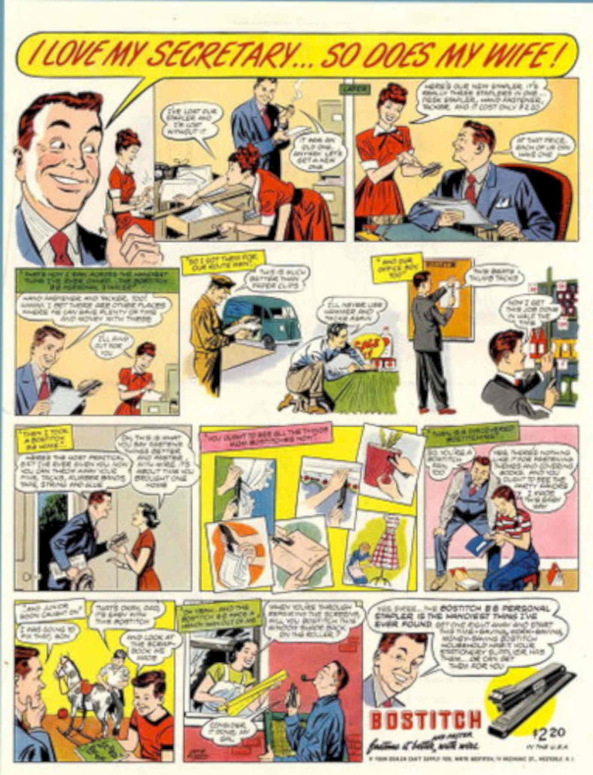 Stapler Office Love 1950s Vintage Retro Advert Poster