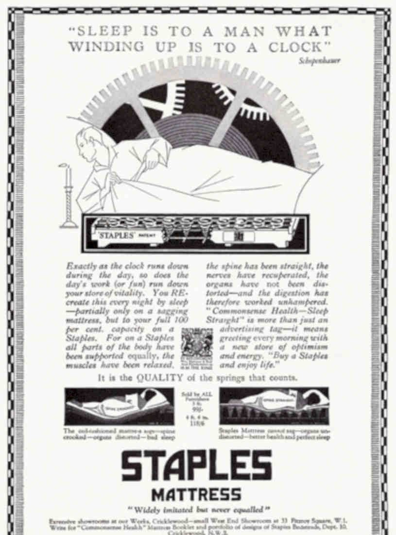 Staples Mattress Clock Vintage Retro Advert Poster A4 Photo Print