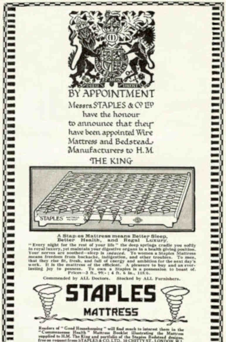 Staples Mattress King Vintage Retro Advert Poster A4 Photo Print
