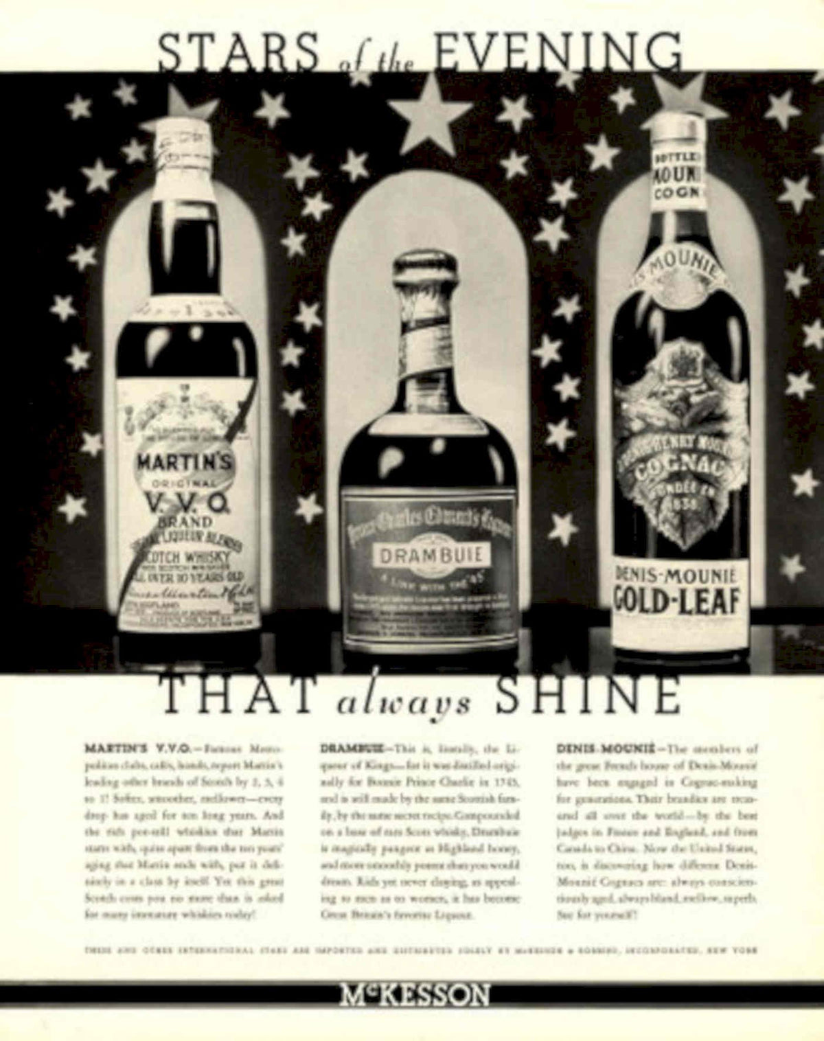 Stars Evening Whiskey 1930s Vintage Retro Advert Poster