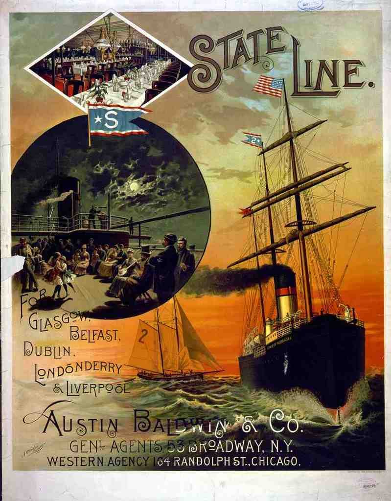 State Line Ship Vintage A4 Photo Print