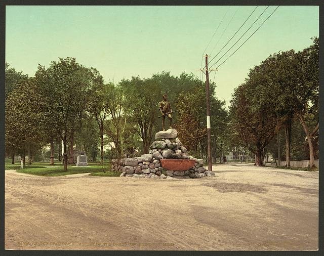 Statue of Captain Parker Lexington Mass Vintage A4 Photo Print