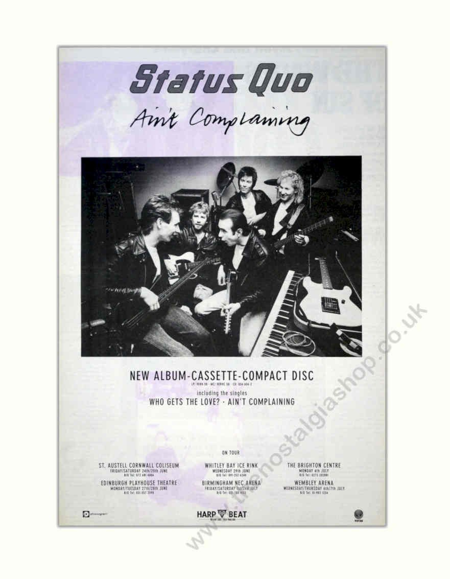 Status Quo Aint Vintage Retro Advert Poster A4 Photo Print