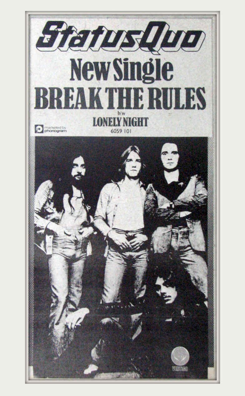 Status Quo Break Vintage Retro Advert Poster A4 Photo Print