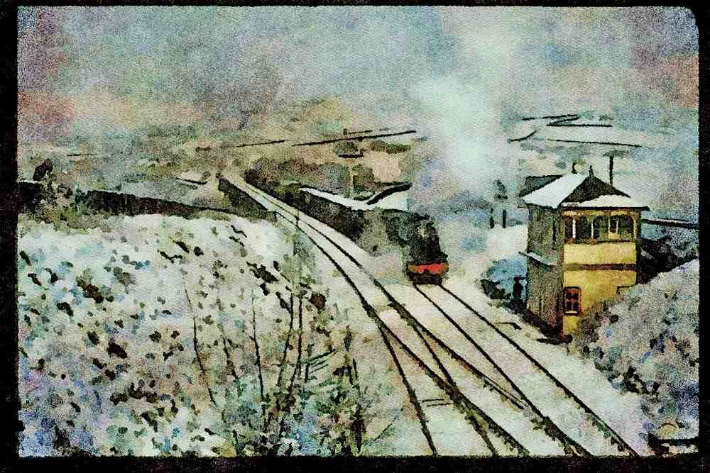 Steam Trains 182006 No. 48442 In A Wintry Setting At Chinley South Junction A4 Limited Edition Watercolour Print