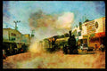 Steam Trains 182011 B5305 Stirs The Dust In Main Street, Madiun, Java A4 Limited Edition Watercolour Print