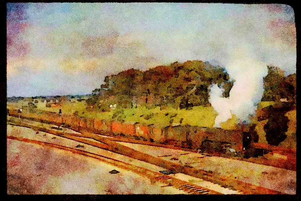 Steam Trains 182013 Pacific No. 70010 Powers A Freight Out Of Kingmoor Yard A4 Limited Edition Watercolour Print