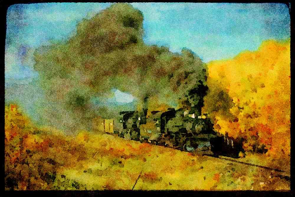 Steam Trains 182026 Double headed Freight Leaves Chama In The Fall A4 Limited Edition Watercolour Print