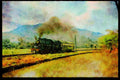 Steam Trains 182033 CC5003 Passes Paddy Fields With Its Light Load For Bandung, Java A4 Limited Edition Watercolour Print