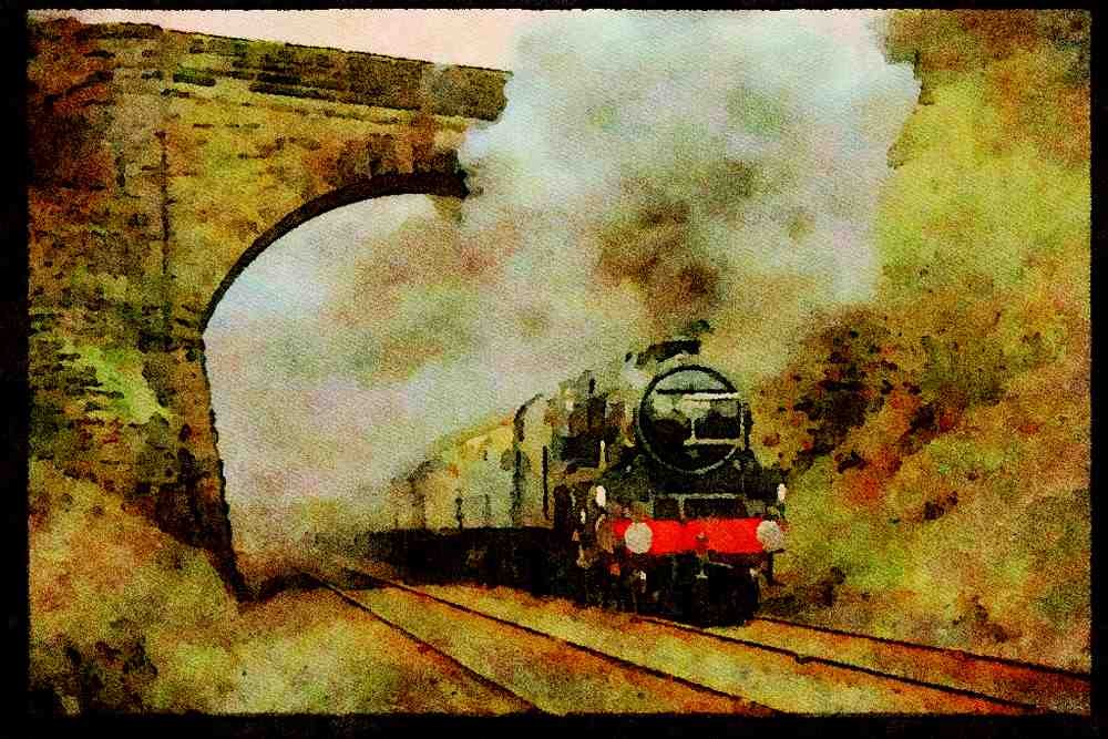 Steam Trains 182041 LMS Class 5 Blasts Along The Settle & Carlisle Route A4 Limited Edition Watercolour Print