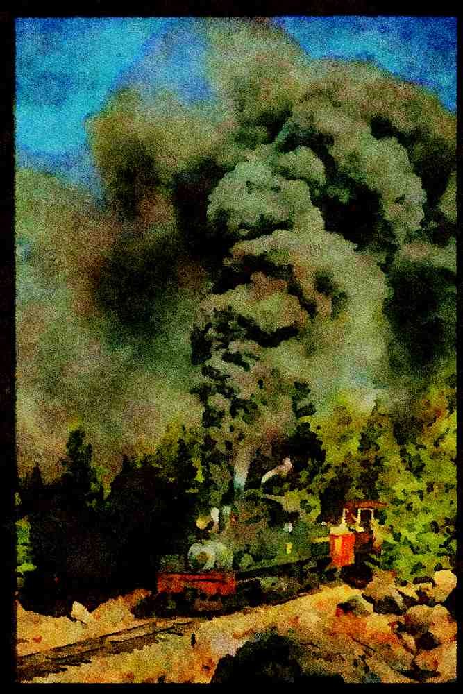 Steam Trains 182056 Shay No. 12 Blackens The Sky On The Georgetown Loop Railroad A4 Limited Edition Watercolour Print