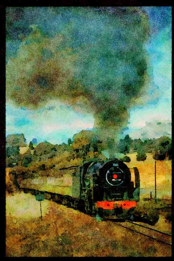 Steam Trains 182096 A Bethlehem To Bloemfontein Train Approaches Owanti Siding A4 Limited Edition Watercolour Print
