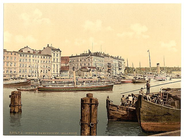 Steamship wharf Stettin Harbor Pommeraina Vintage A4 Photo Print
