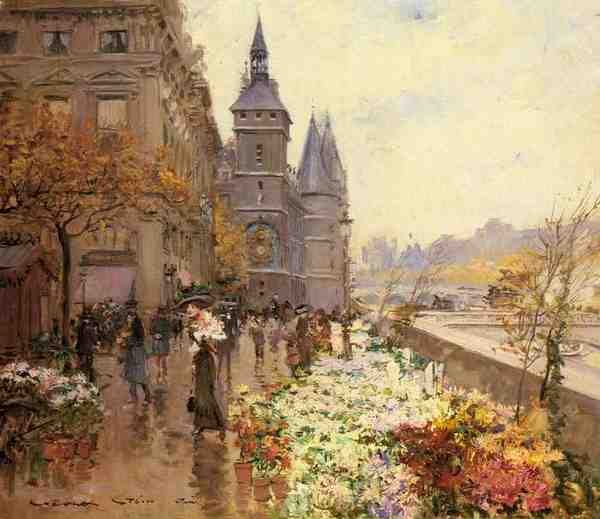 Stein Georges A Flower Market Along The Seine 5 A4 Photo Print