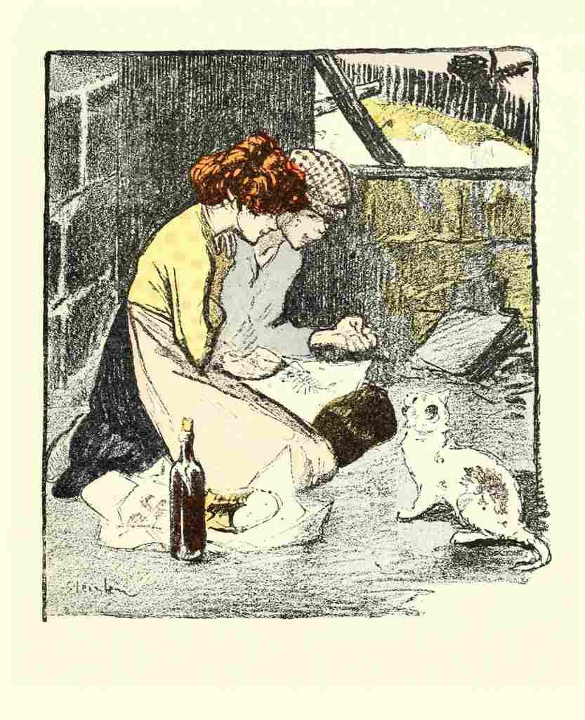 Steinlen Dans la vie 1901 Stray cat A4 Photo Print