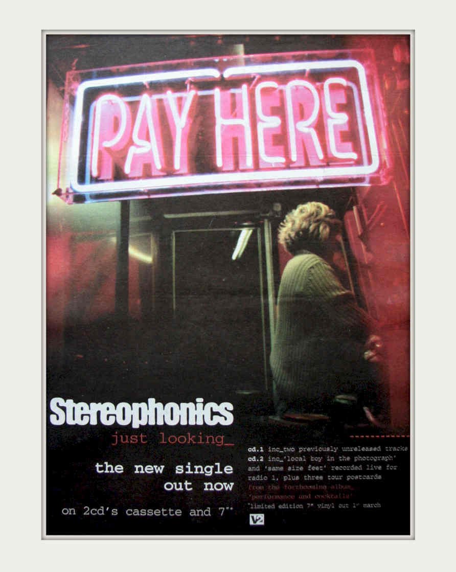 Stereophonics Just Looking Vintage Retro Advert Poster A4 Photo Print