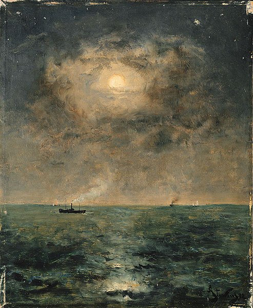Stevens Alfred Moonlit Seascape A4 Photo Print