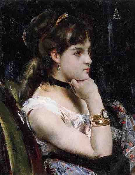 Stevens Alfred Woman Wearing A Bracelet A4 Photo Print
