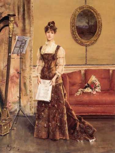Stevens Le Femme A La Harpe A4 Photo Print