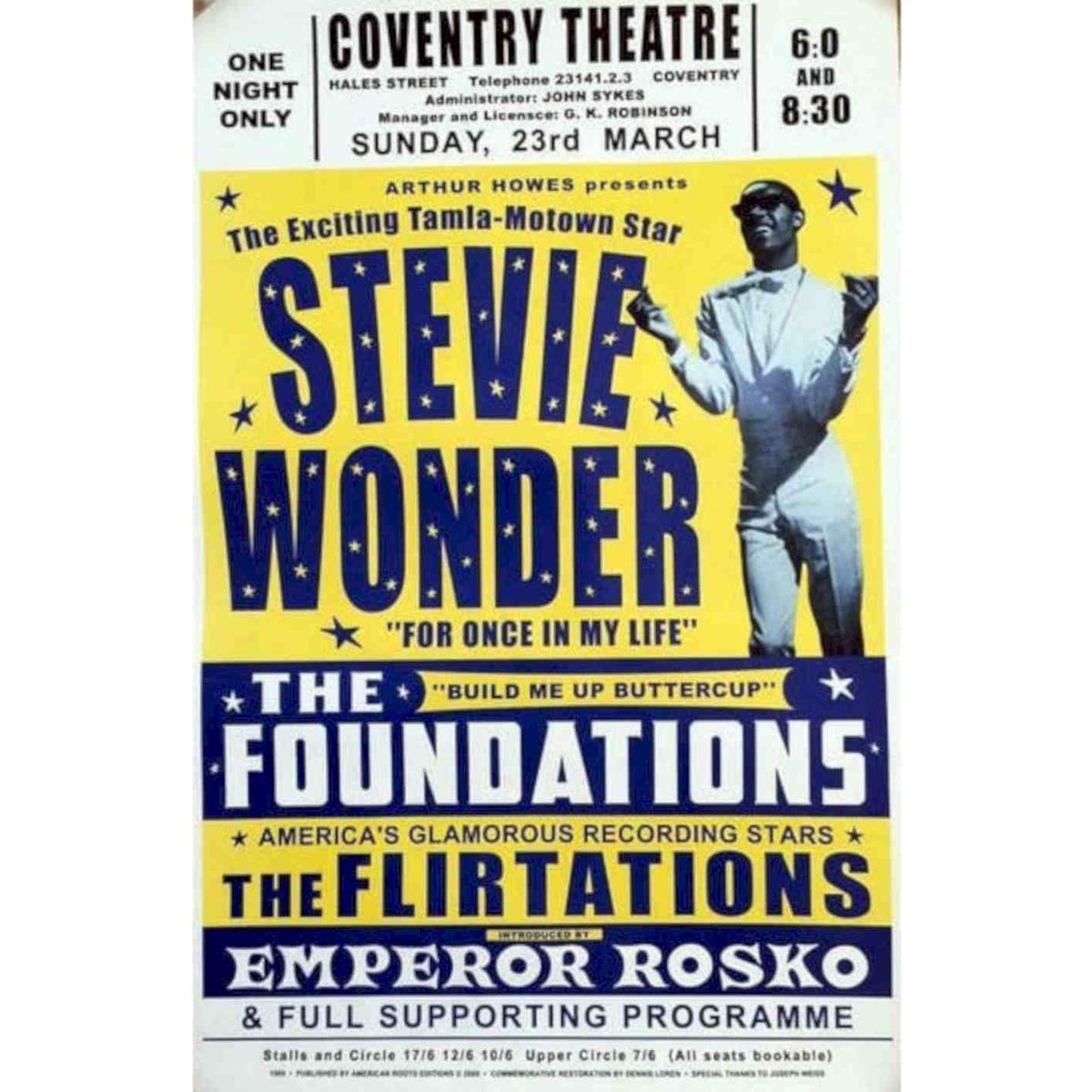 Stevie Wonder Concert Rk Vintage Retro Advert Poster A4 Photo Print