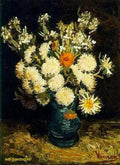 Still Life 5 Flowers In The Blue Vase A4 Photo Print