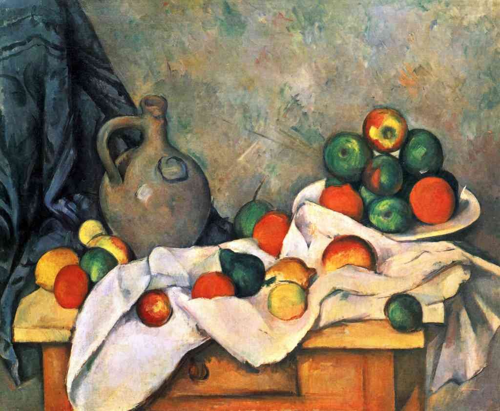 Still Life Drapery Pitcher And Fruit Bowl Cezanne A4 Photo Print