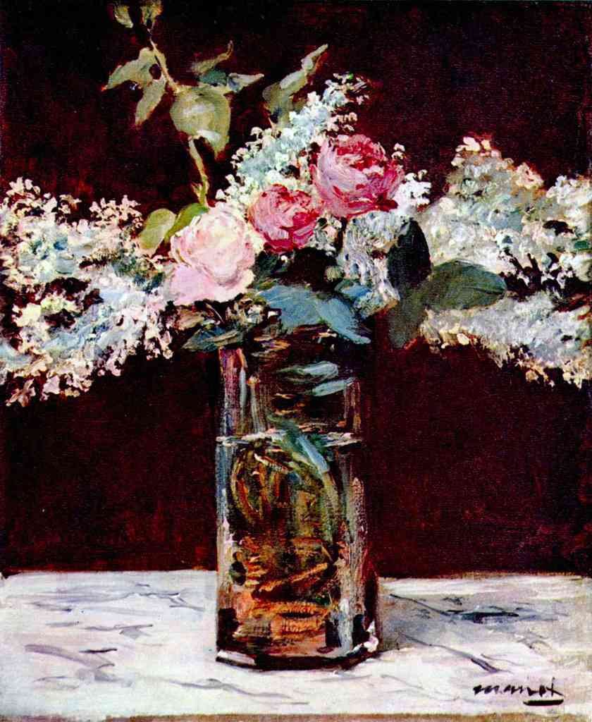 Still Life Lilac And Roses Manet A4 Photo Print